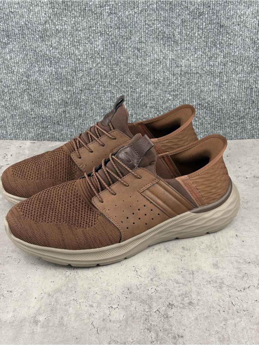 Brown Textile & Faux Leather SKECHERS GoGa Mat Garner Newick Slip In Hands Free - Picture 4 of 8